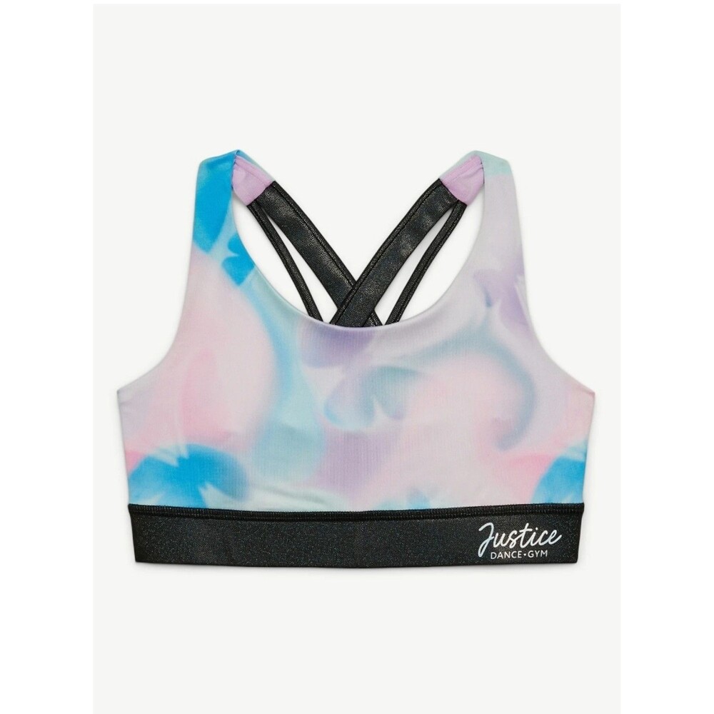NEW Justice Strappy Back Sports Bra Butterfly Print Girls Medium 10